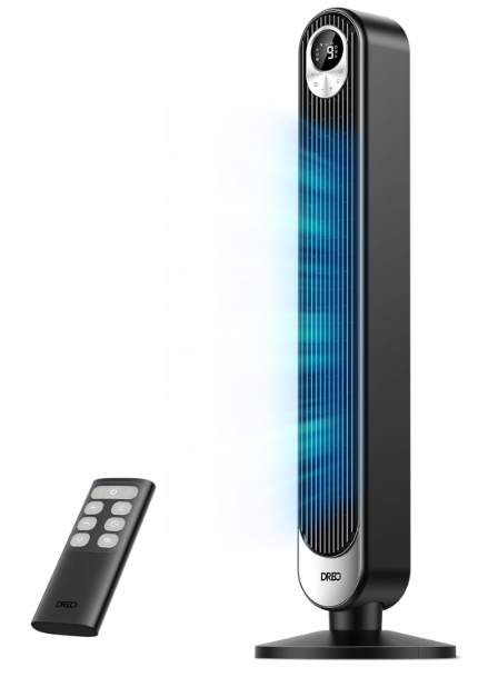 DREO 42" Tower Fan | 리모컨이 포함된 Ultra-Quiet DC 회전식 선풍기 | 9단계 속도, 4가지 모드, 침실 및 홈 오피스용 12H 타이머
