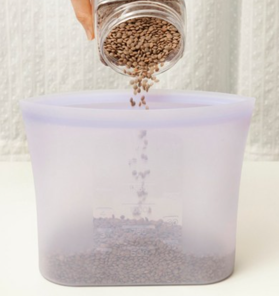 니콜레타 프리미엄 실리콘 지퍼백 500ml + 1L + 1.5L 세트, 피치, 1세트