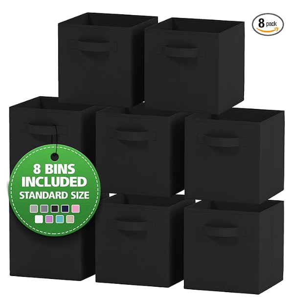 ROYEXE 접이식 수납 큐브 바구니 (8-pack) – 양손잡이 패브릭 옷장 정리 바스켓