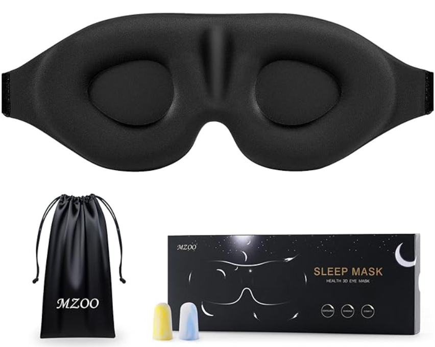 MZOO 3D 입체 수면 안대 – 특허받은 light-blocking 디자인, 눈 압박 제로, 옆으로 자는 사람·여행·가정용 조절식 안대